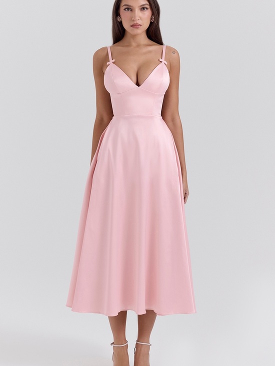 House of CB Dresses & Skirts - House of CB Pink Satin Midi Dress